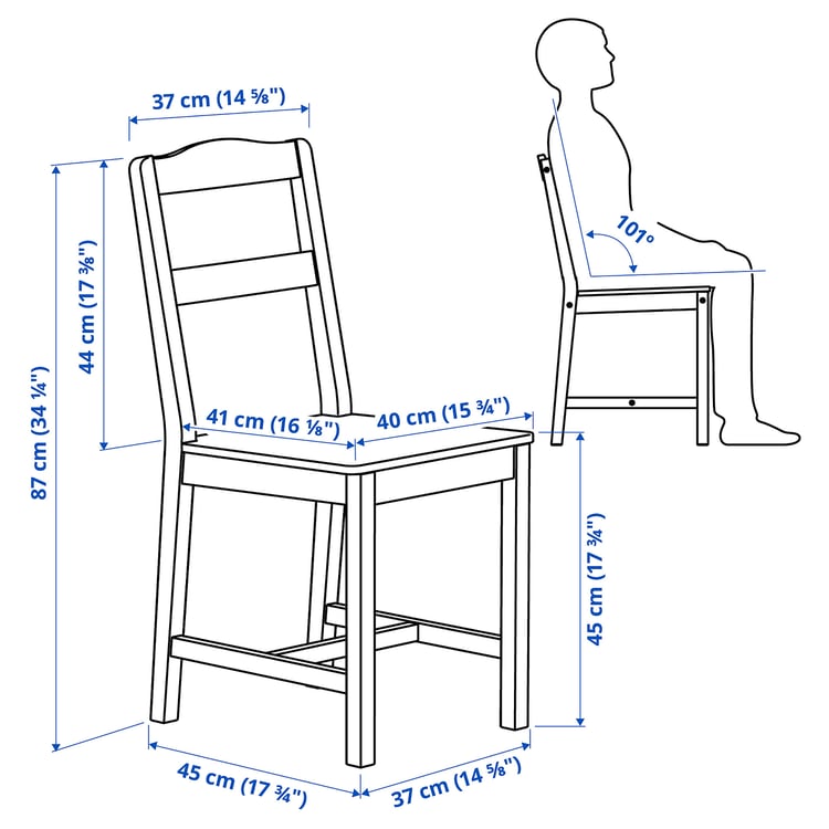 Illustration with measurements for the product: HAUGA.