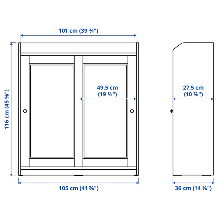 Illustration with measurements for the product: HAUGA.