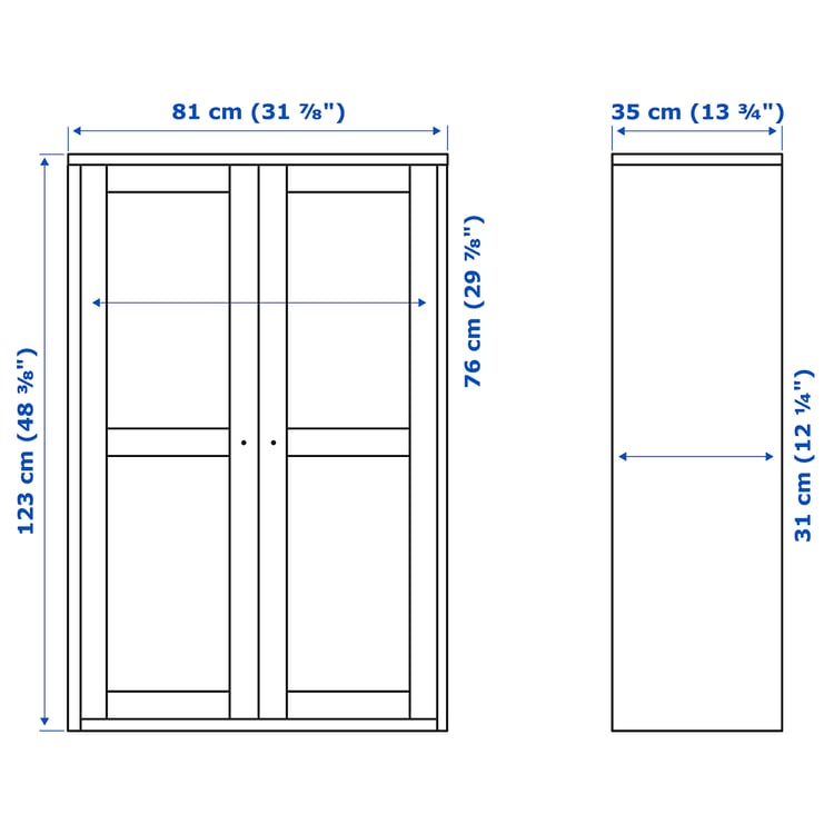 Illustration with measurements for the product: HAVSTA.