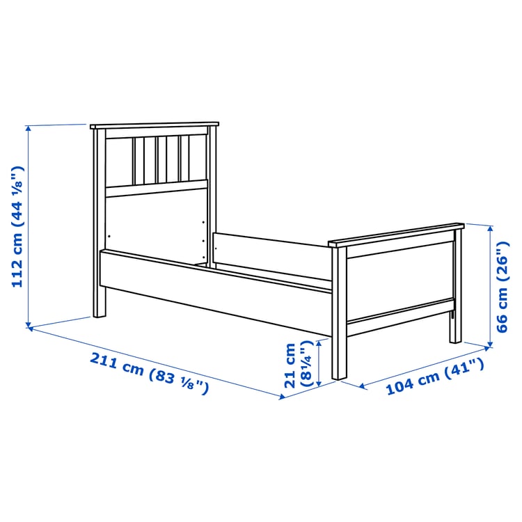 Illustration with measurements for the product: HEMNES.