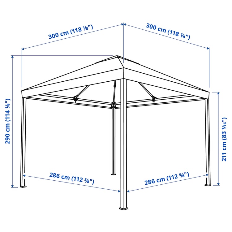 Illustration with measurements for the product: HIMMELSÖ.