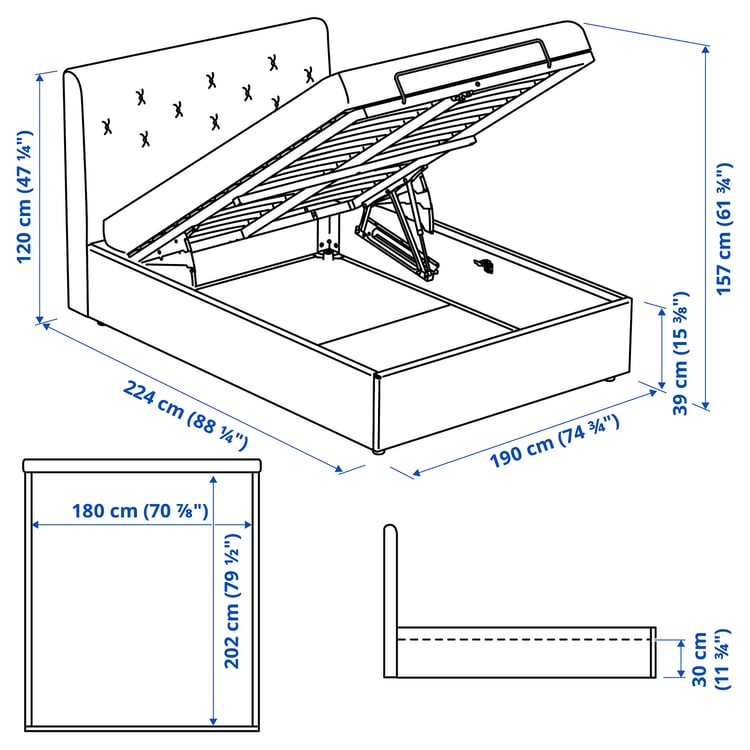 Illustration with measurements for the product: IDANÄS.