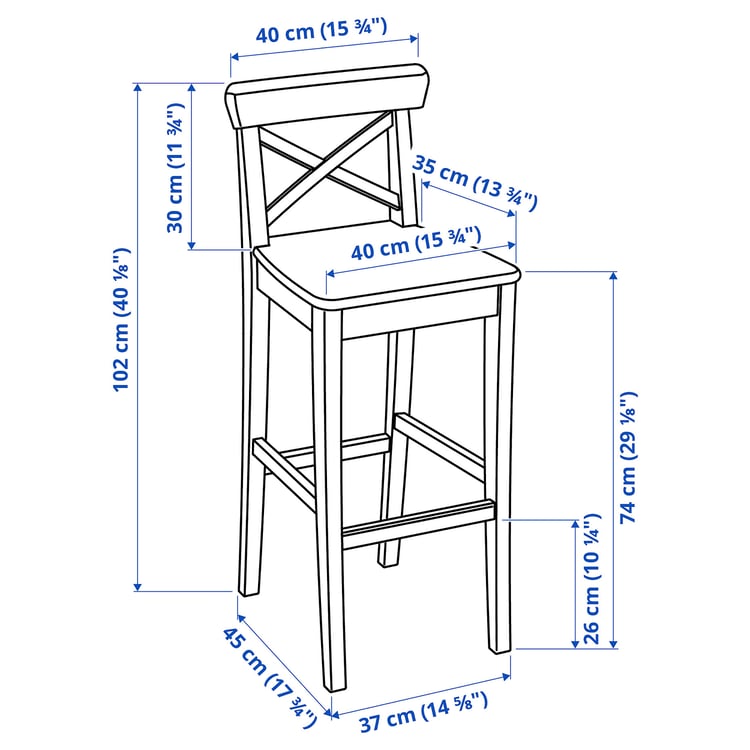 Illustration with measurements for the product: INGOLF.
