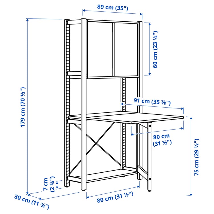 Illustration with measurements for the product: IVAR.