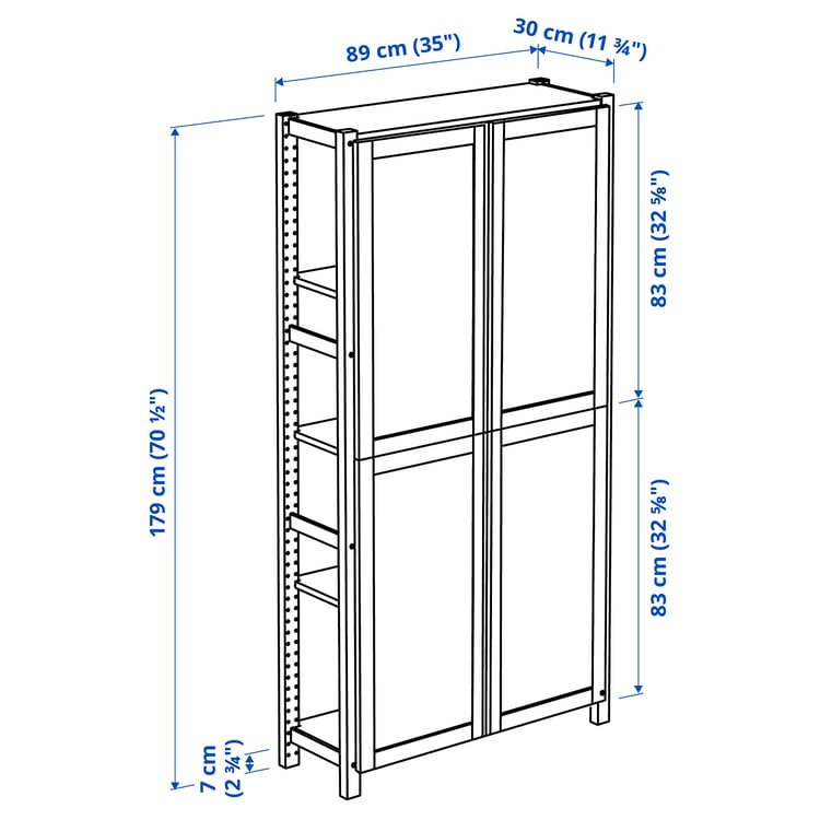 Illustration with measurements for the product: IVAR.