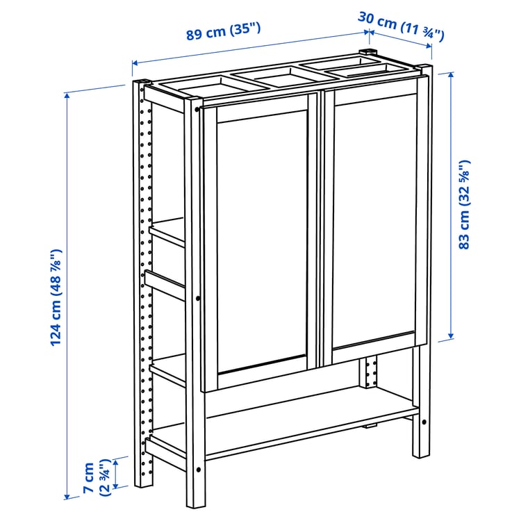 Illustration with measurements for the product: IVAR.