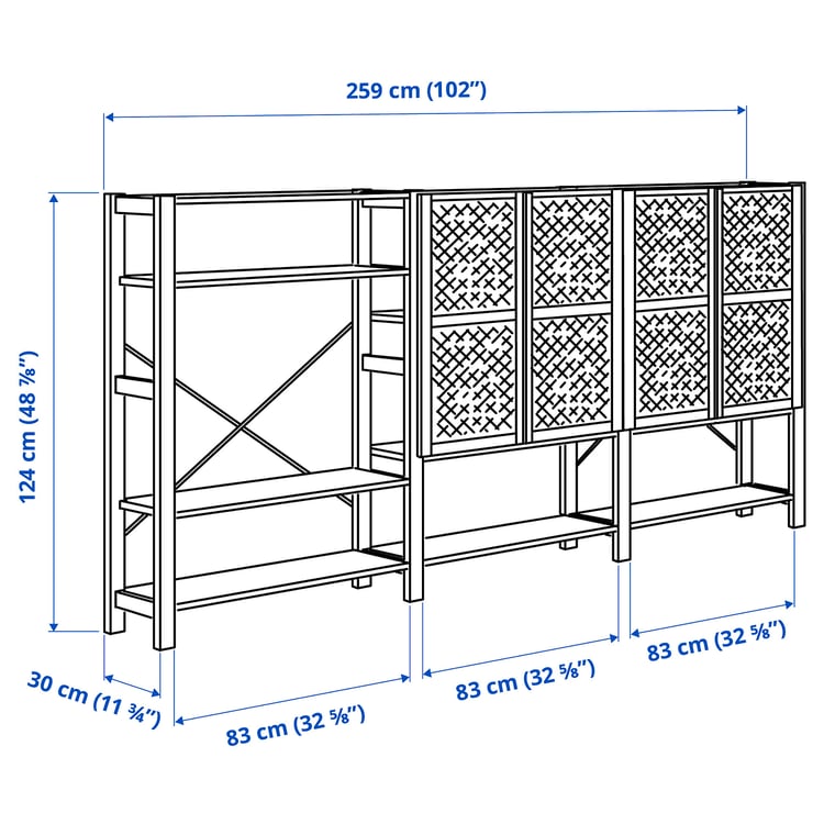 Illustration with measurements for the product: IVAR.