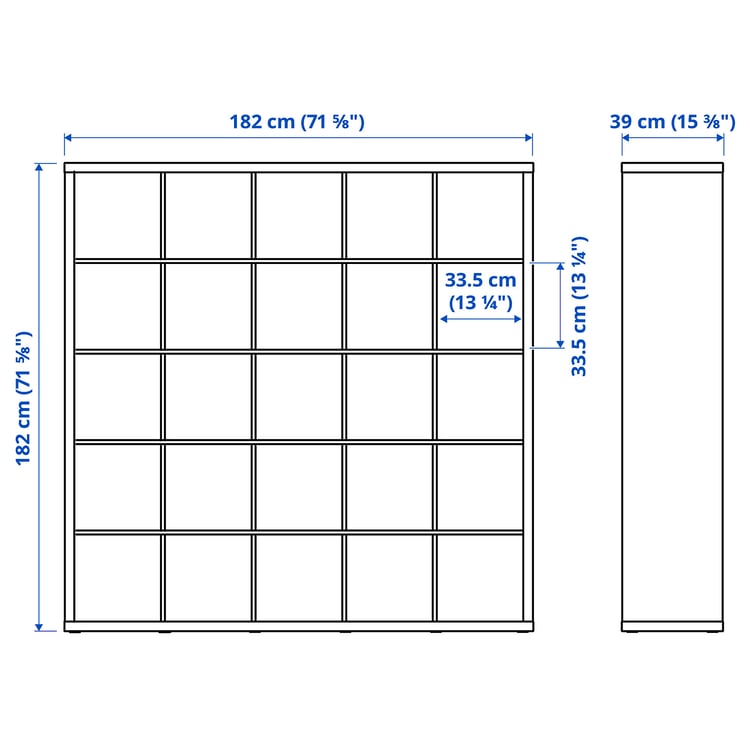 Illustration with measurements for the product: KALLAX.