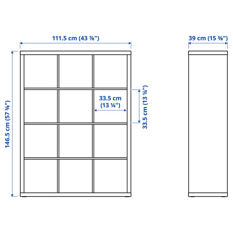 Illustration with measurements for the product: KALLAX.