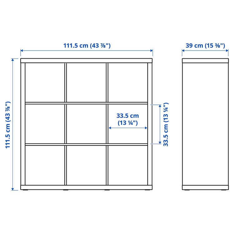 Illustration with measurements for the product: KALLAX.