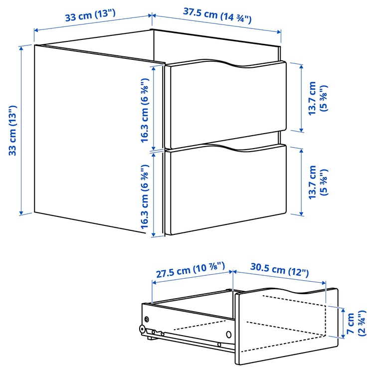 Illustration with measurements for the product: KALLAX.