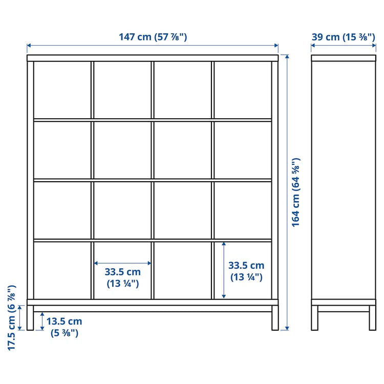 Illustration with measurements for the product: KALLAX.