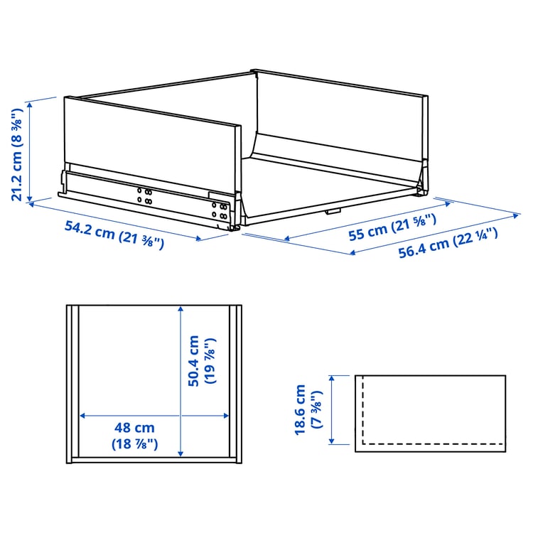 KNIVSHULT Drawer, high, dark grey, 60x60 cm