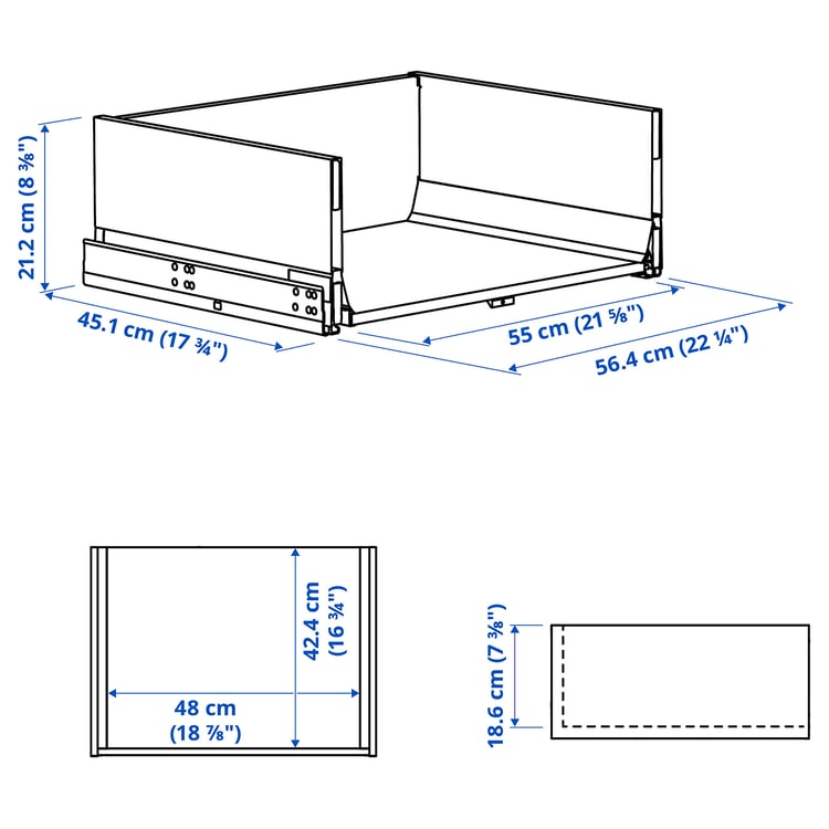 KNIVSHULT Drawer, high, dark grey, 60x45 cm