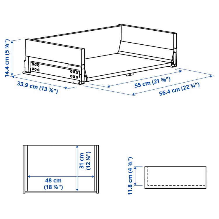 KNIVSHULT Drawer, medium, dark grey, 60x37 cm