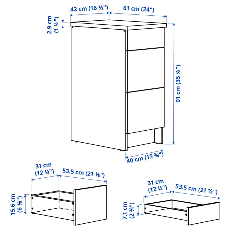 KNOXHULT Base cabinet with drawers, white frame, 40 cm