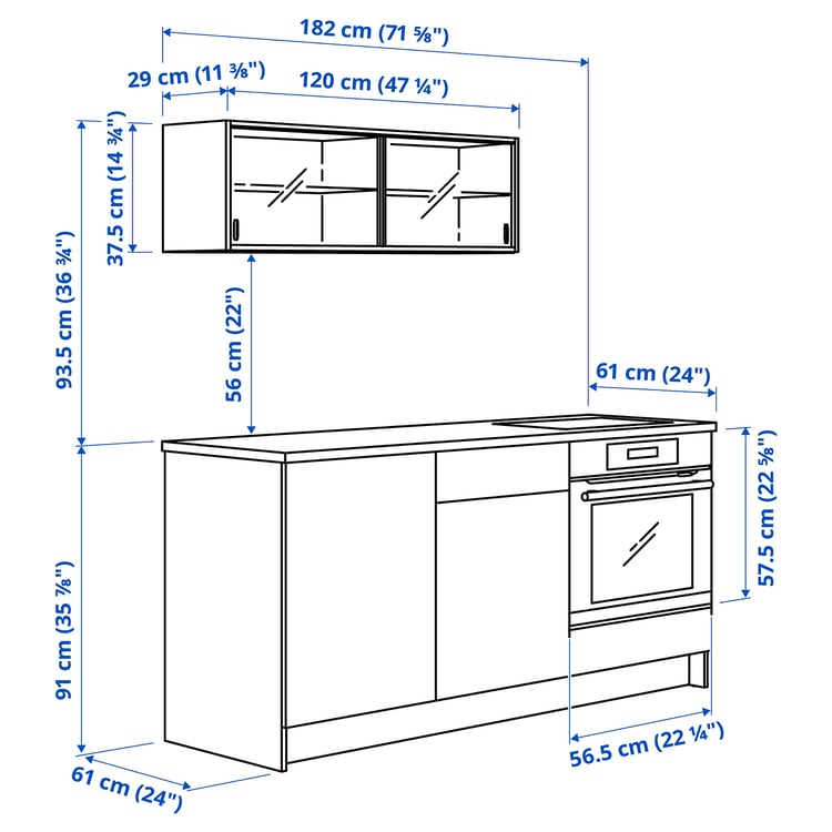 KNOXHULT Kitchen, oak effect, 180x61x220 cm
