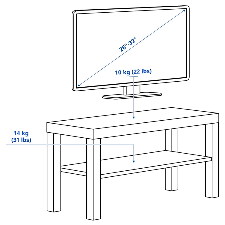 Illustration with measurements for the product: LACK.