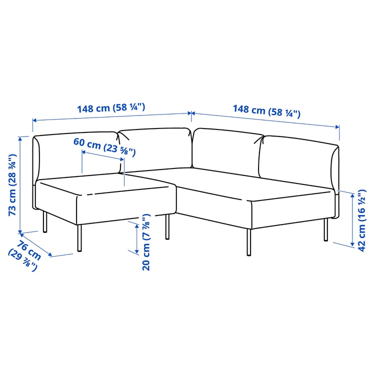 Illustration with measurements for the product: LILLEHEM.