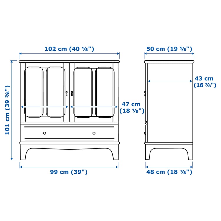 Illustration with measurements for the product: LOMMARP.