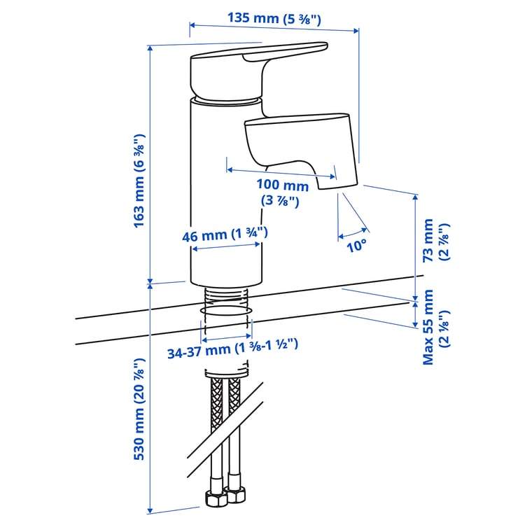 Illustration with measurements for the product: MAJSJÖN.