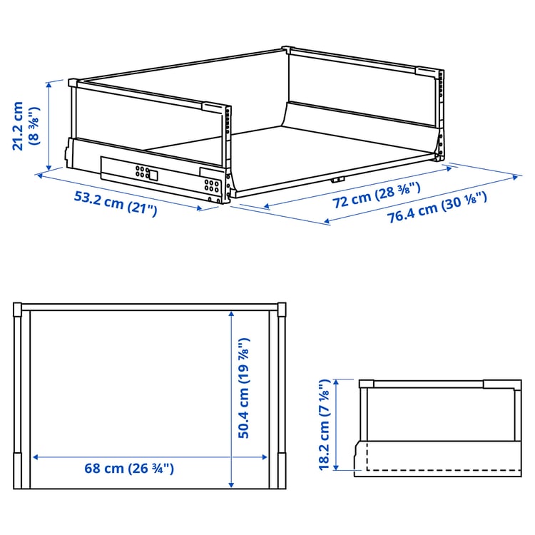 MAXIMERA Drawer, high, white, 80x60 cm
