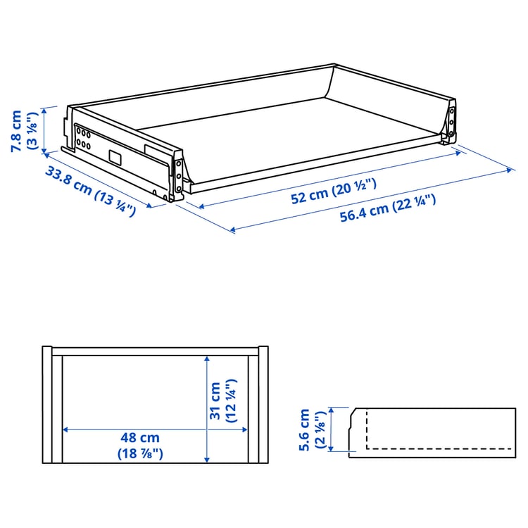 MAXIMERA Drawer, low, white, 60x37 cm