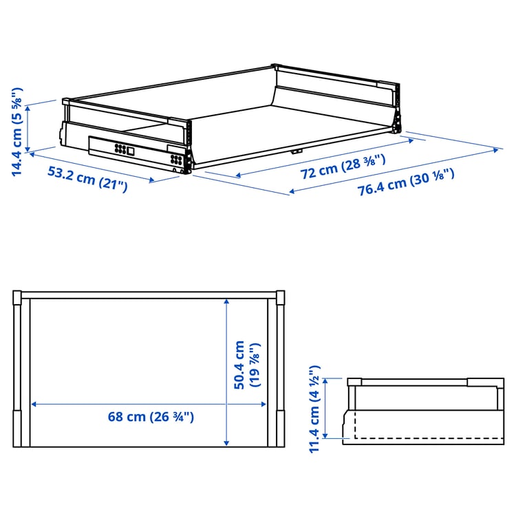 MAXIMERA Drawer, medium, white, 80x60 cm