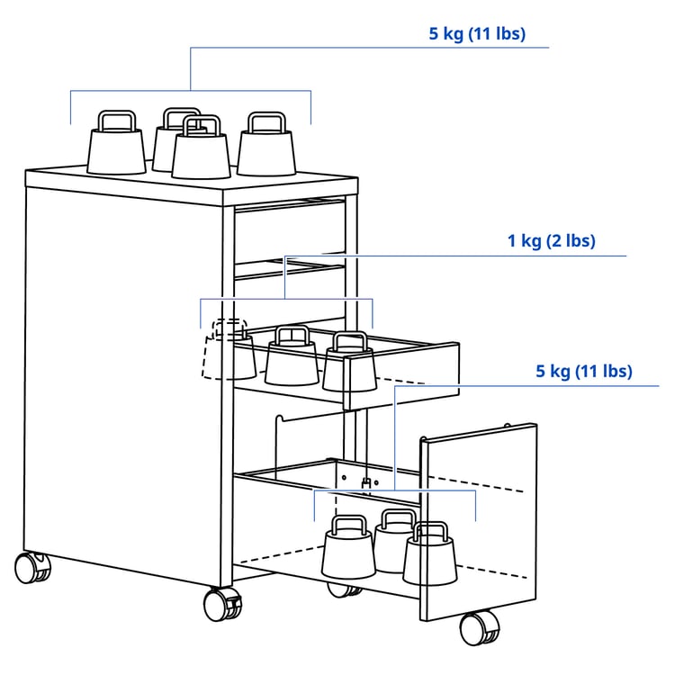 Illustration with measurements for the product: MICKE.