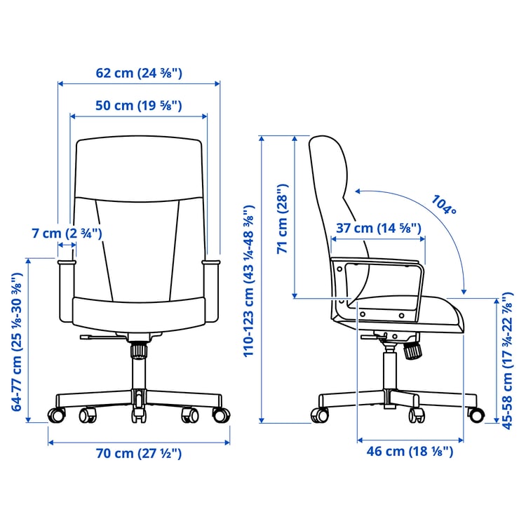 Illustration with measurements for the product: MILLBERGET.