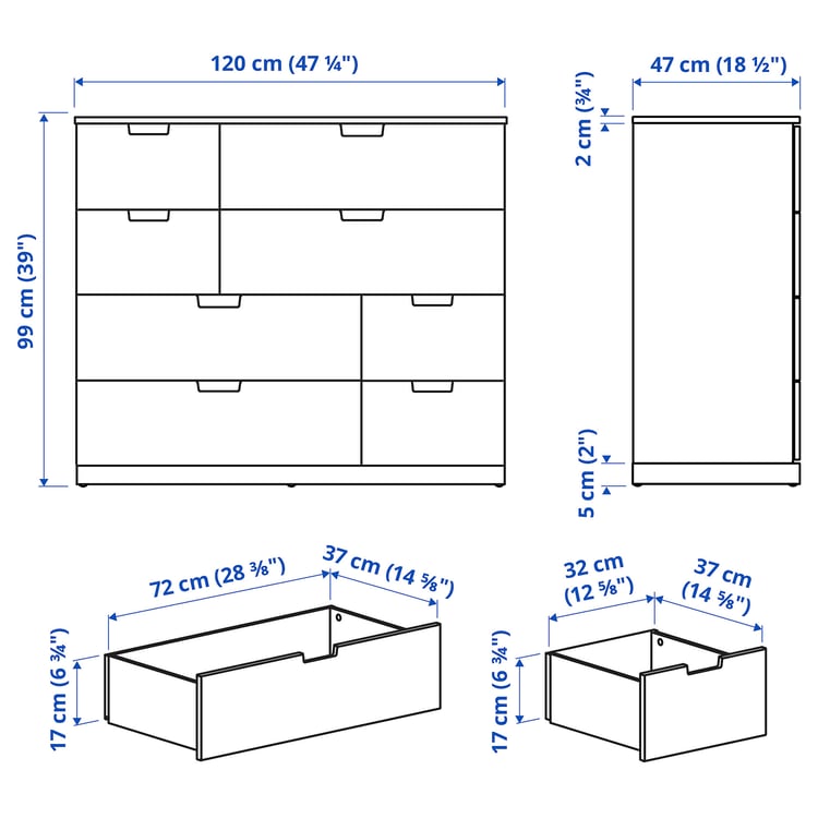 Illustration with measurements for the product: NORDLI.