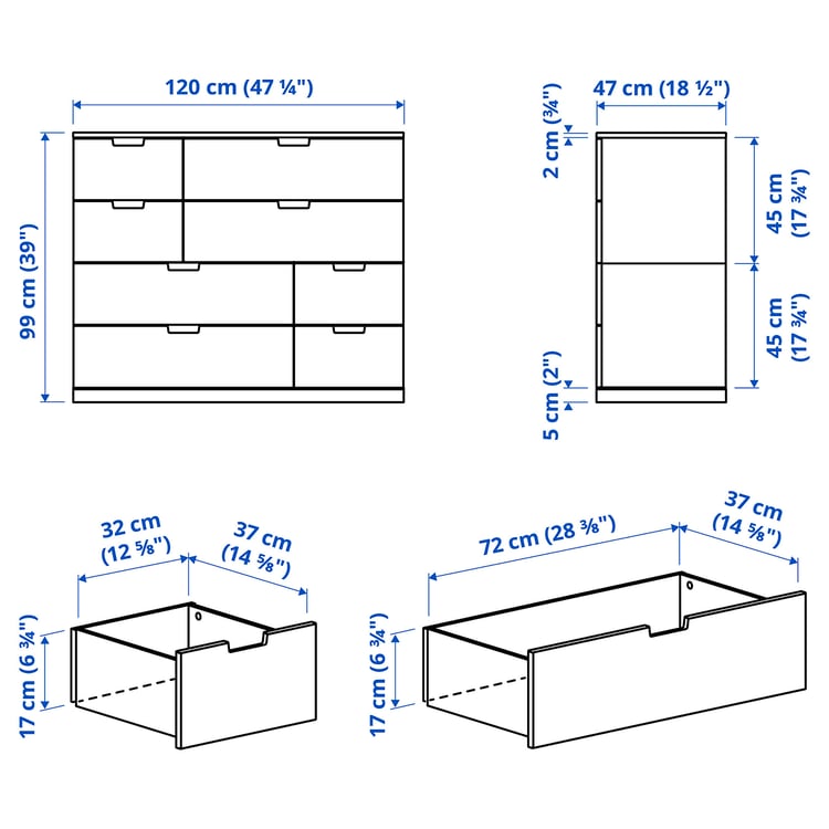Illustration with measurements for the product: NORDLI.