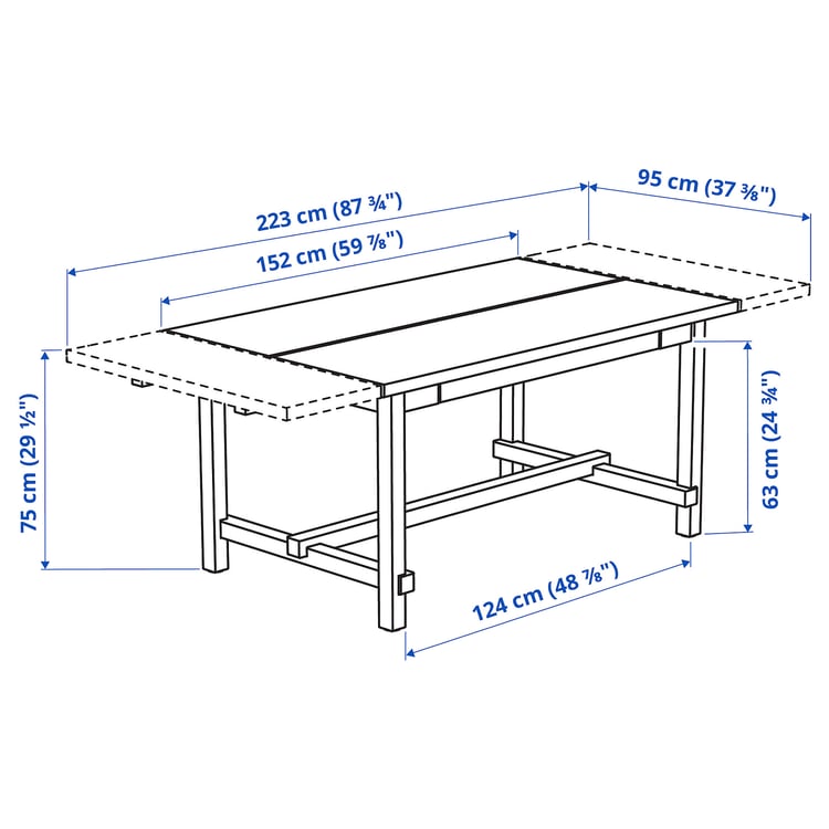 Illustration with measurements for the product: NORDVIKEN.