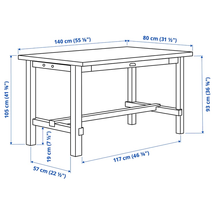 Illustration with measurements for the product: NORDVIKEN.