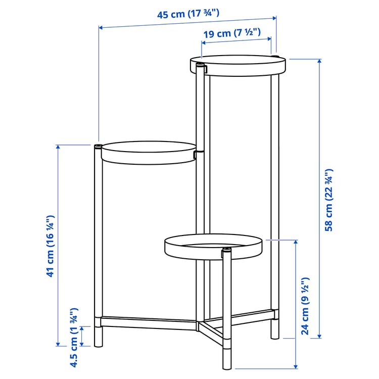 Illustration with measurements for the product: OLIVBLAD.