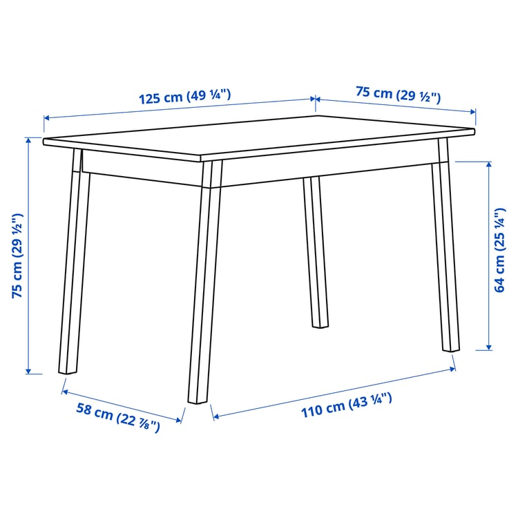Illustration with measurements for the product: PINNTORP.