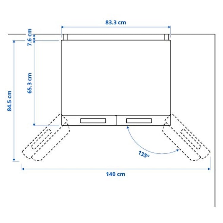 Illustration with measurements for the product: RIBBENÅS.