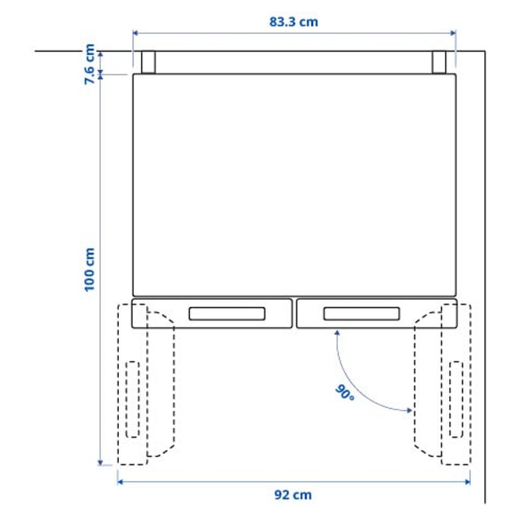 Illustration with measurements for the product: RIBBENÅS.