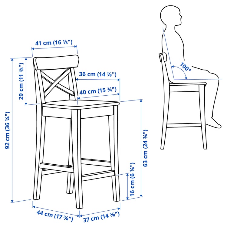 Illustration with measurements for the product: ROSENTORP.