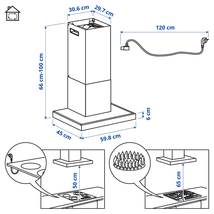 Illustration with measurements for the product: RULLBO.
