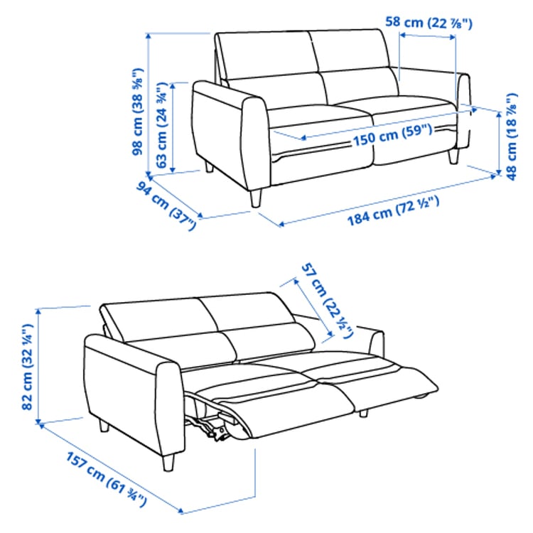 RULLERUM 2-seat sofa with electric recliner, Grann/Bomstad golden-brown
