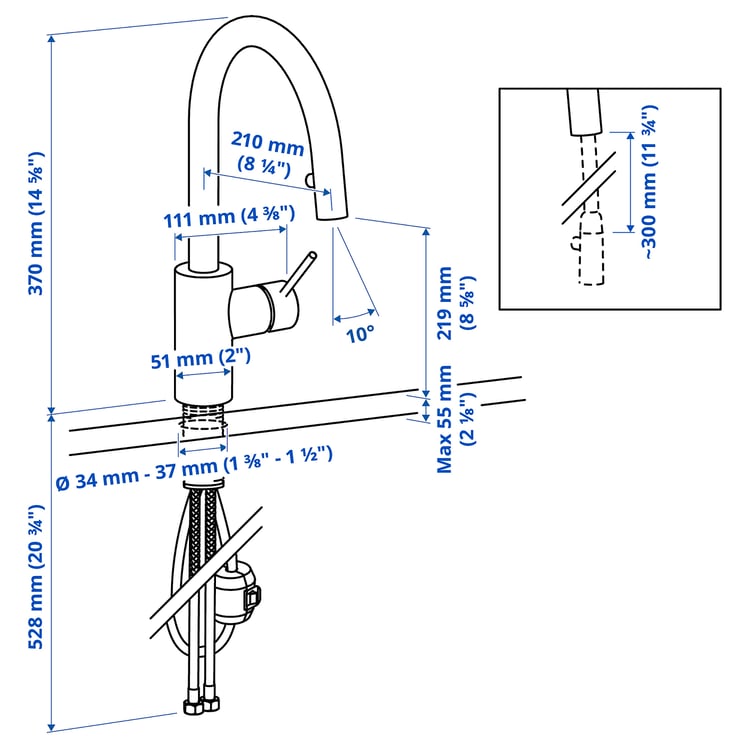 Illustration with measurements for the product: SALLSJÖN.
