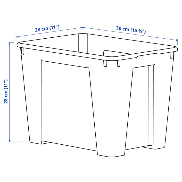 Illustration with measurements for the product: SAMLA.