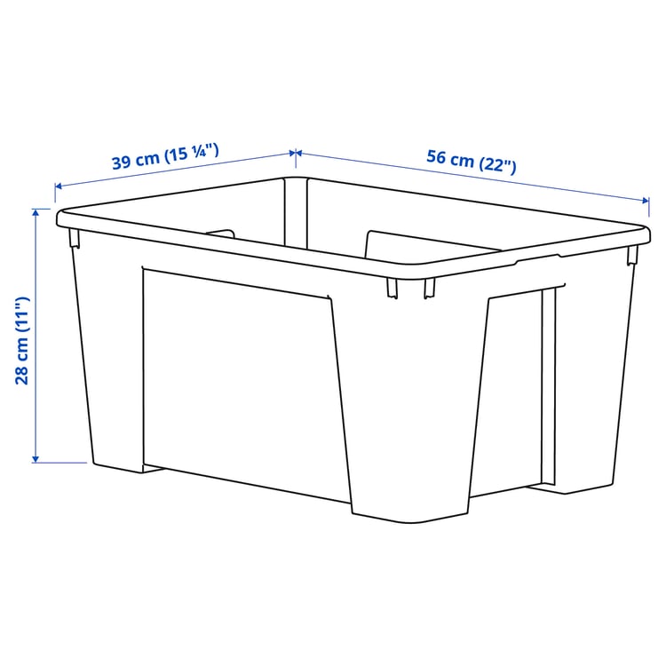 Illustration with measurements for the product: SAMLA.