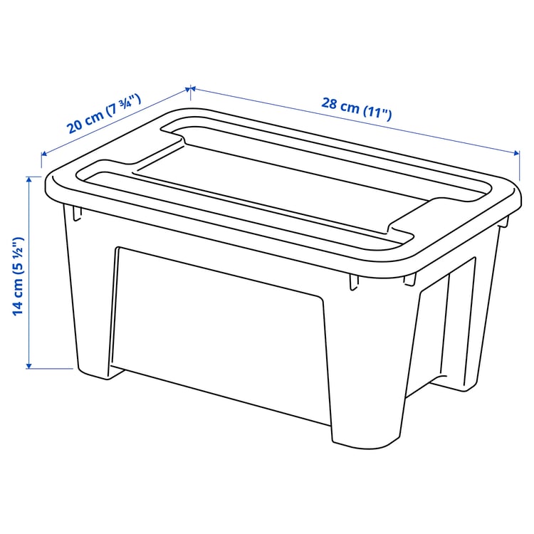 Illustration with measurements for the product: SAMLA.