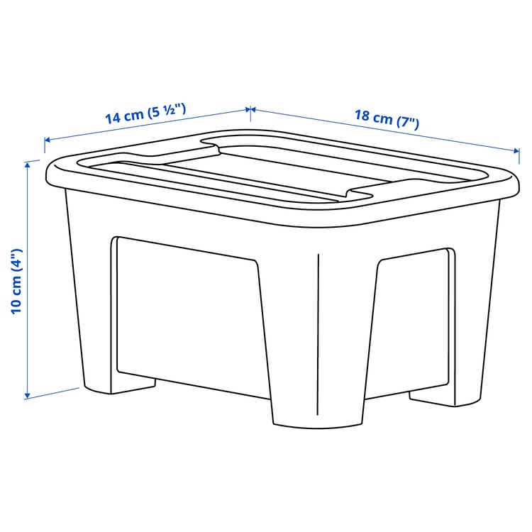 Illustration with measurements for the product: SAMLA.