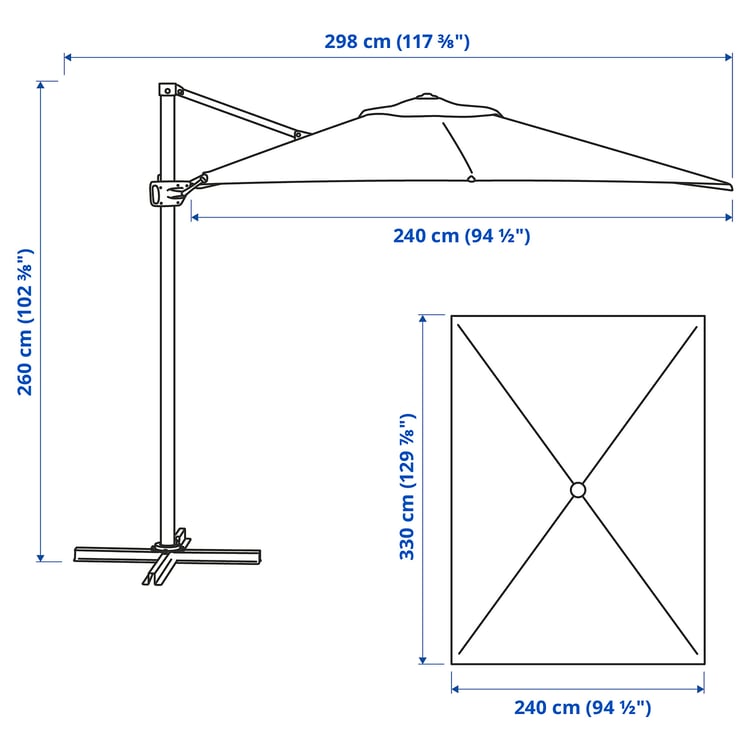 Illustration with measurements for the product: SEGLARÖ.
