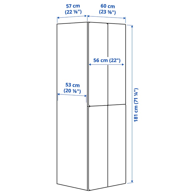 Illustration with measurements for the product: SMÅSTAD.