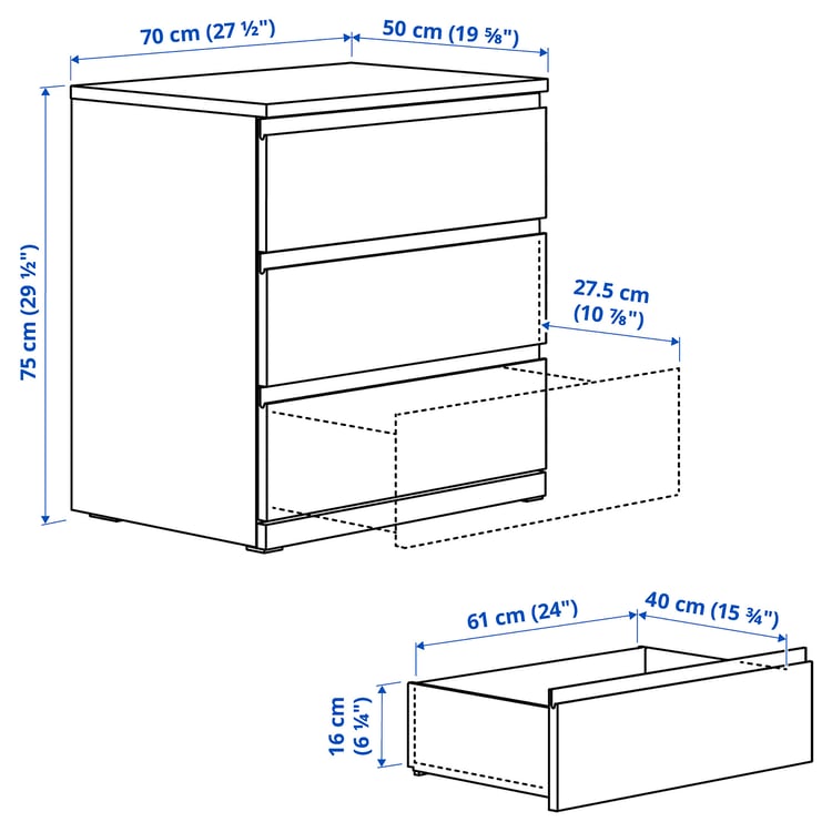 Illustration with measurements for the product: STORKLINTA.