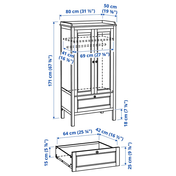 Illustration with measurements for the product: SUNDVIK.